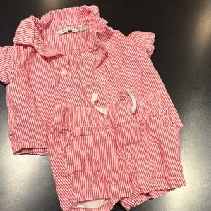 Janie and Jack Red and White Striped Baby Set
